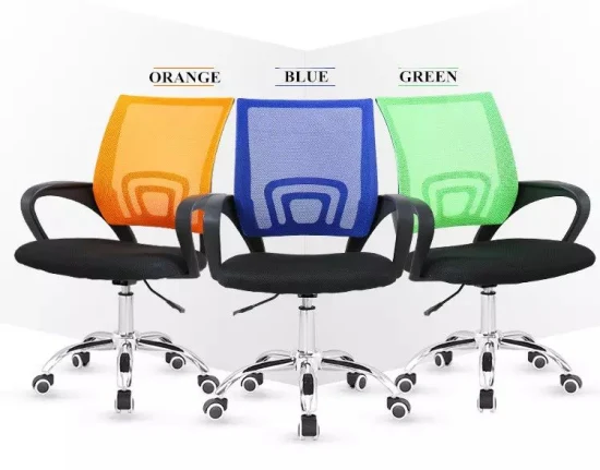 Taburete de sillín giratorio reclinable con respaldo de plástico más vendido, silla de oficina con reposabrazos de tela y malla Ajustable